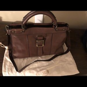 Vintage Fossil Brown Leather Tote